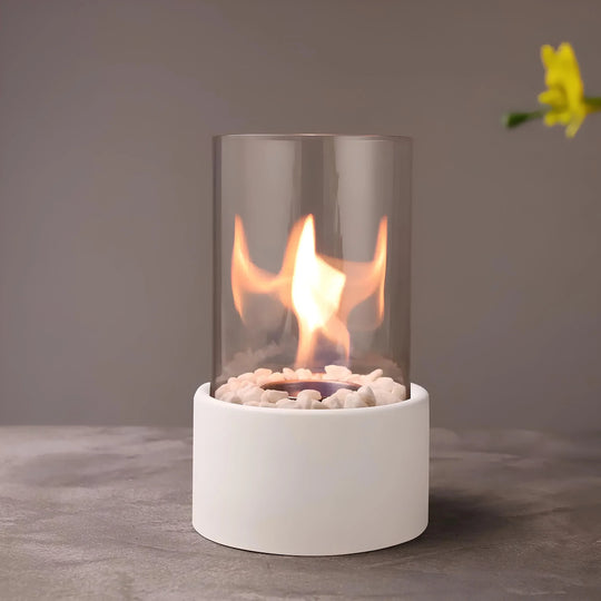 Glass Oil Lamp - Decorative Fireplace - Clear Cylinder