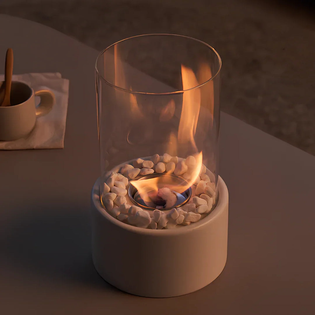 Glass Oil Lamp - Decorative Fireplace - Clear Cylinder