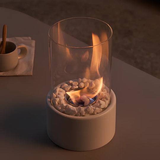 Glass Oil Lamp - Decorative Fireplace - Clear Cylinder