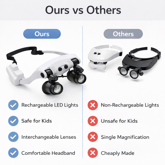 Headband Magnifier - LED Light - Interchangeable Lenses