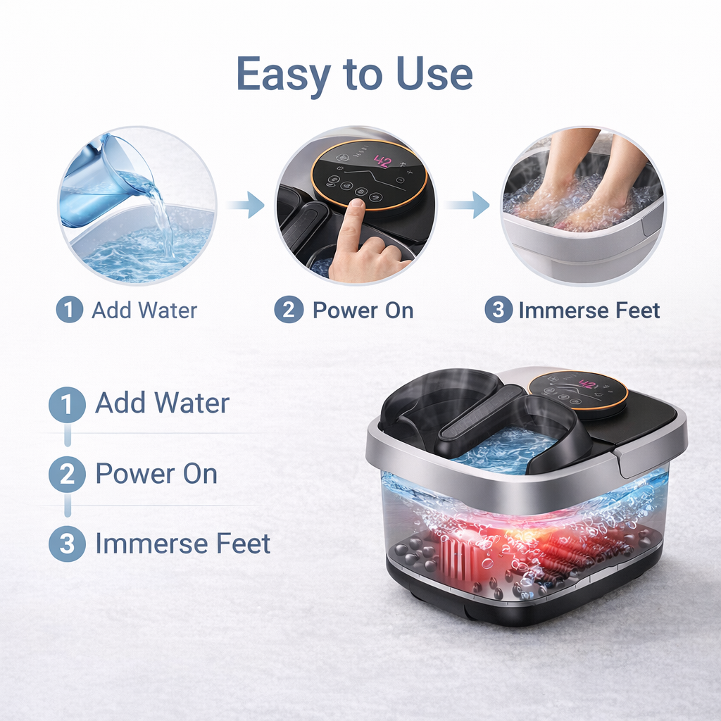 Heated Foot Spa Bath - Bubble Rollers - Infrared Light