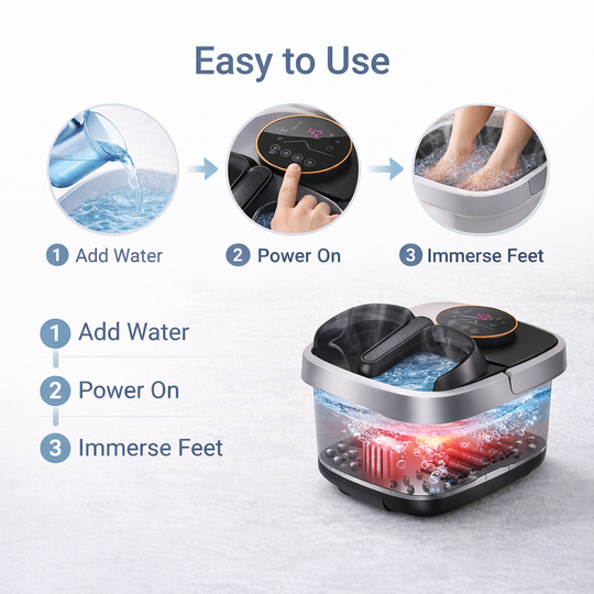 Heated Foot Spa Bath - Bubble Rollers - Infrared Light