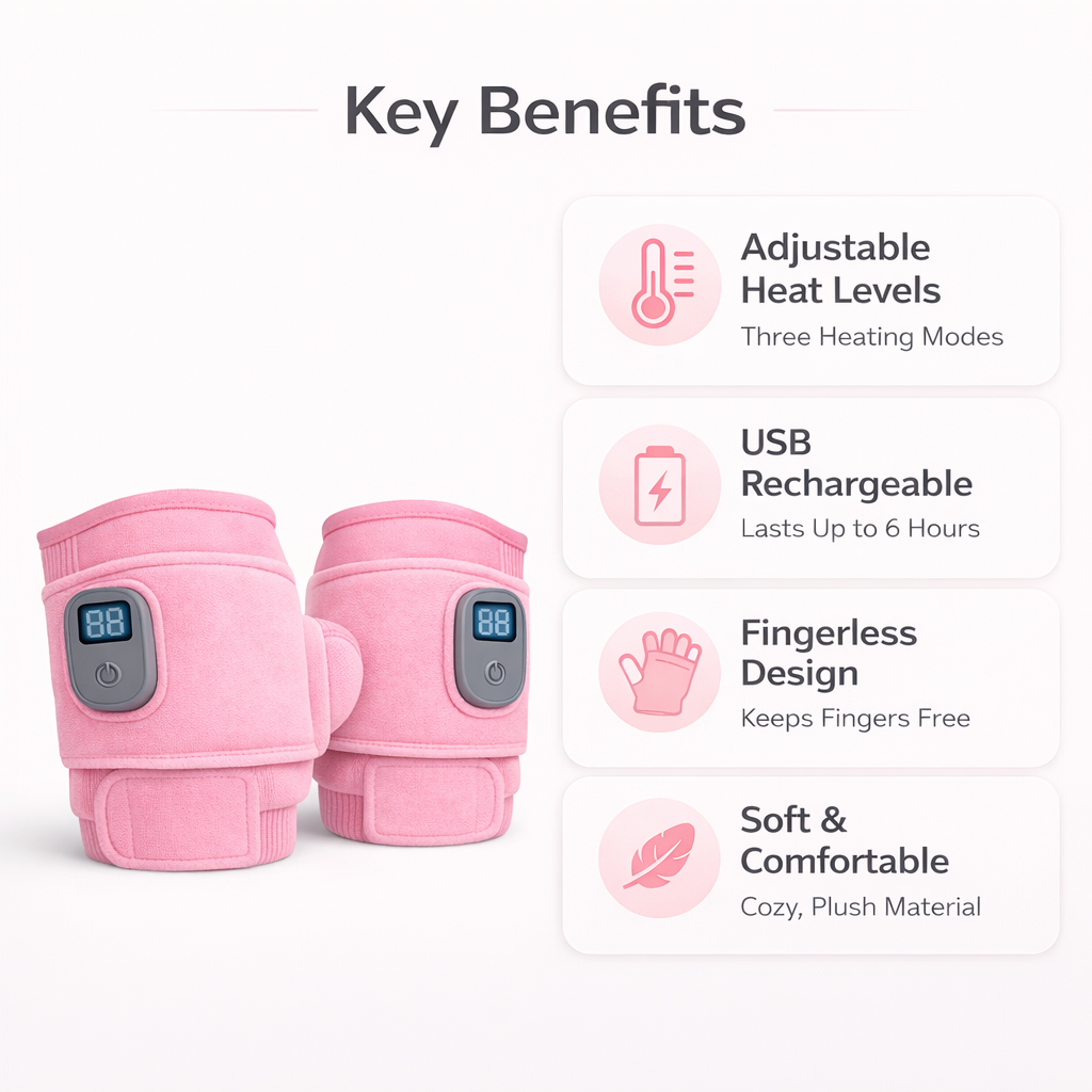 Heated Gloves - USB Rechargeable - Fingerless Design