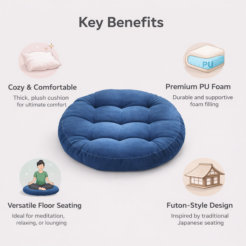 Japanese Floor Cushion - Futon Style - PU Foam