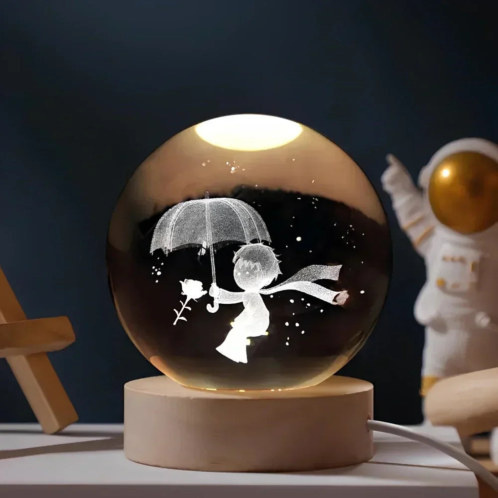 LED Night Light - 3D Crystal Sphere - USB Powered