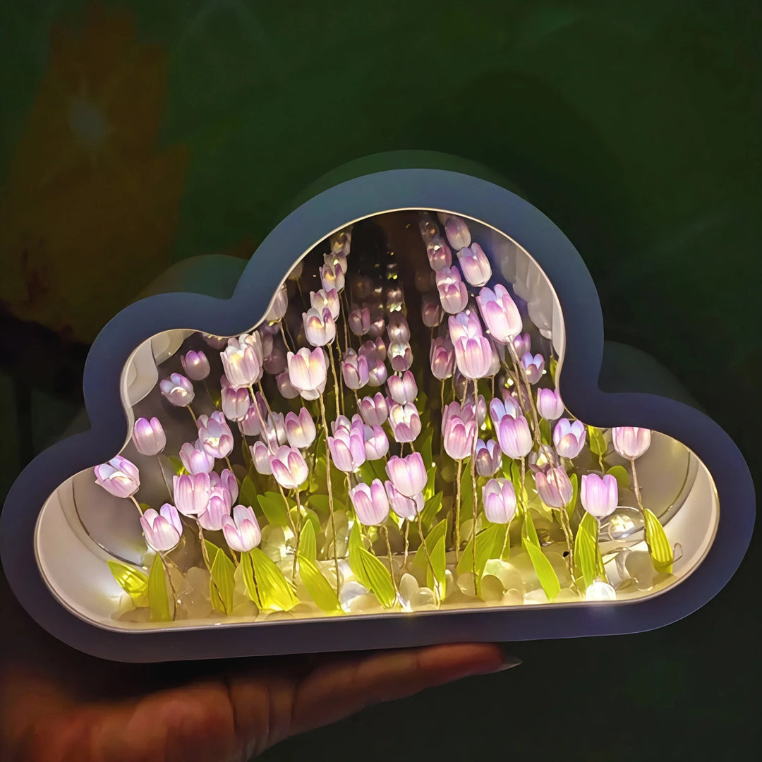 LED Table Lamp - Floral Design - Infinity Mirror Light - Luvonic
