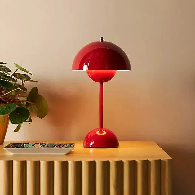 LED Table Lamp - White Dome - Rechargeable