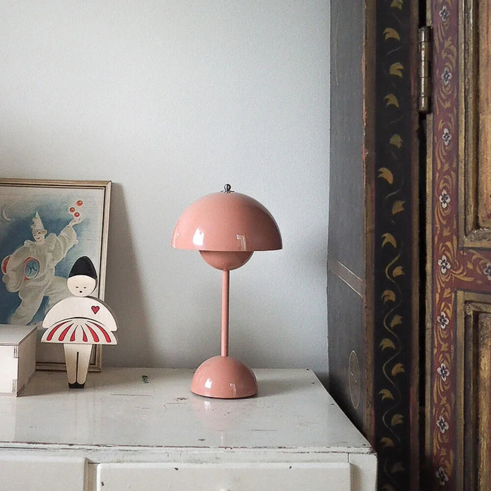 LED Table Lamp - White Dome - Rechargeable