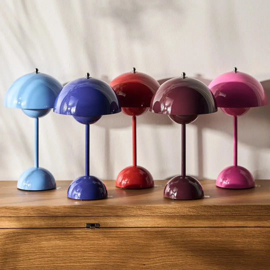 LED Table Lamp - White Dome - Rechargeable