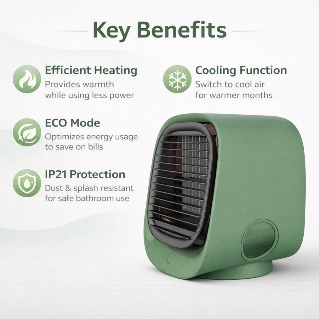 Low-Energy Fan Heater - Efficient Heating - Cooling Function