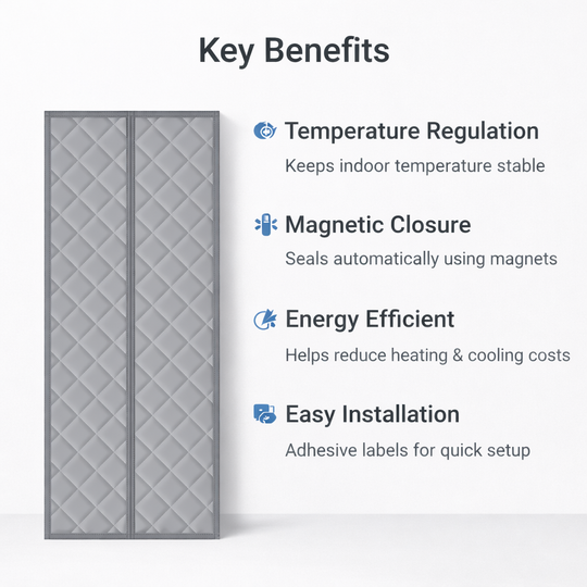 Magnetic Door Insulation Curtain - Temperature Control - Draft Blocking