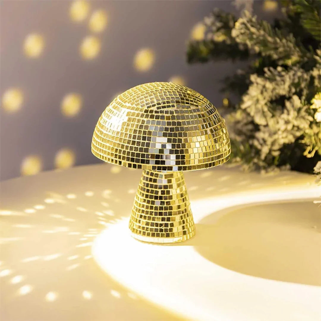 Metal Table Lamp - Mushroom Design - Reflective Tiles - Luvonic
