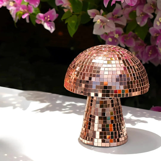 Metal Table Lamp - Mushroom Design - Reflective Tiles - Luvonic
