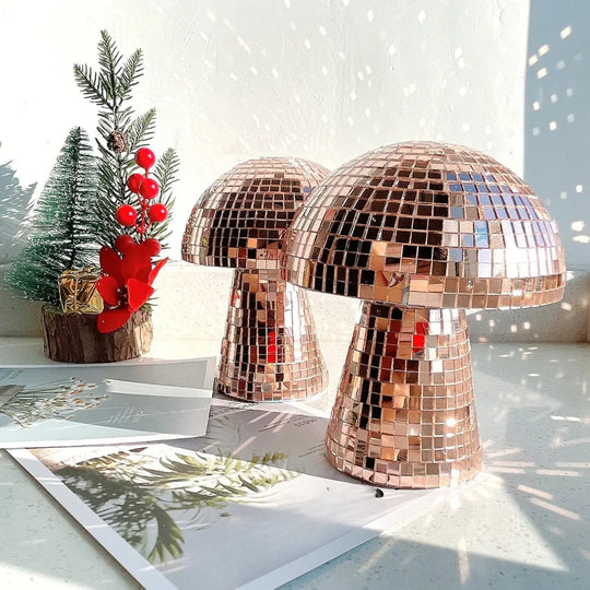 Metal Table Lamp - Mushroom Design - Reflective Tiles - Luvonic