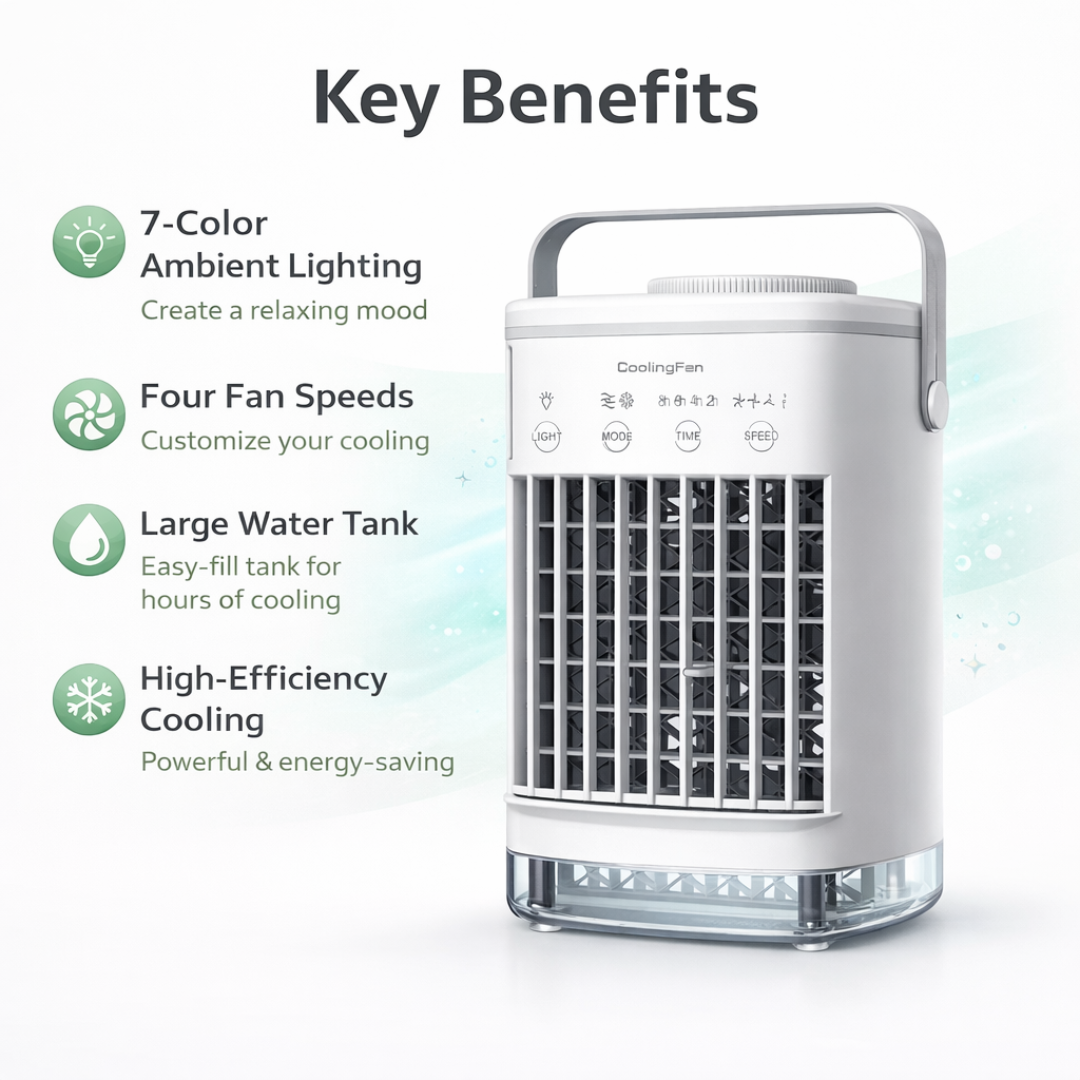 Mini Air Cooler - Portable Design - Adjustable Settings