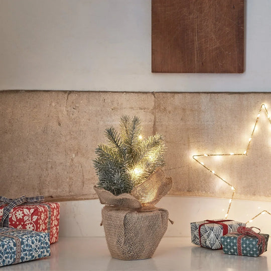 Mini Frosted Christmas Tree - LED Lights - Table Decoration