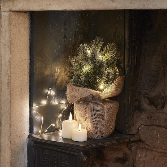 Mini Frosted Christmas Tree - LED Lights - Table Decoration