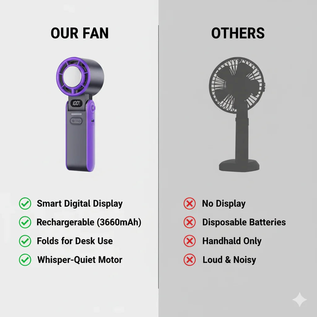 Mini Handheld Fan - Rechargeable - Folding Design