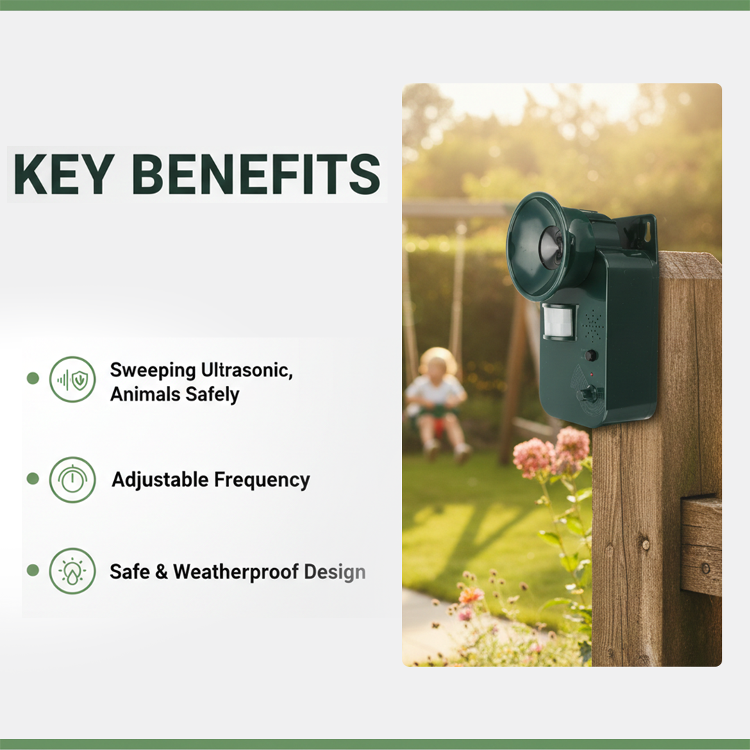 Pest Repeller - Ultrasonic Outdoor - Motion Sensor