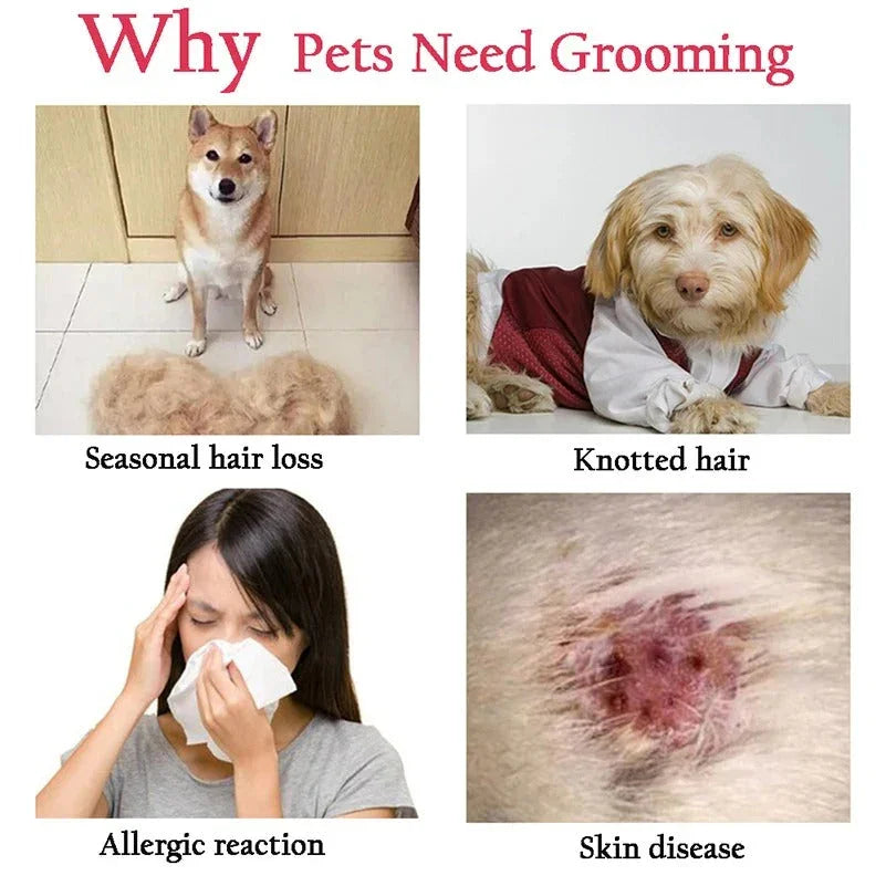 Pet Deshedding Brush - Gentle Grooming Tool - For Dogs and Cats