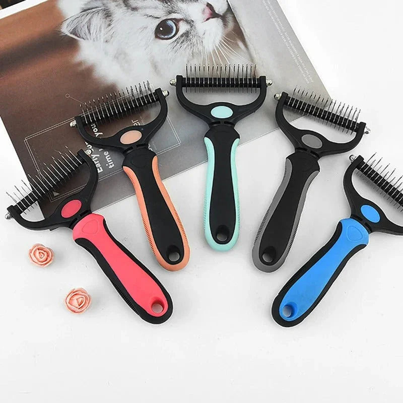 Pet Deshedding Brush - Gentle Grooming Tool - For Dogs and Cats