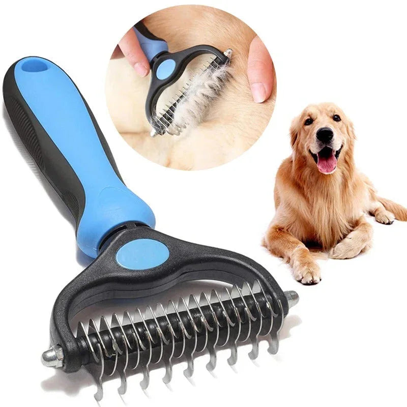 Pet Deshedding Brush - Gentle Grooming Tool - For Dogs and Cats