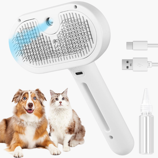 Pet Grooming Brush - Steam Spray - Self Cleaning