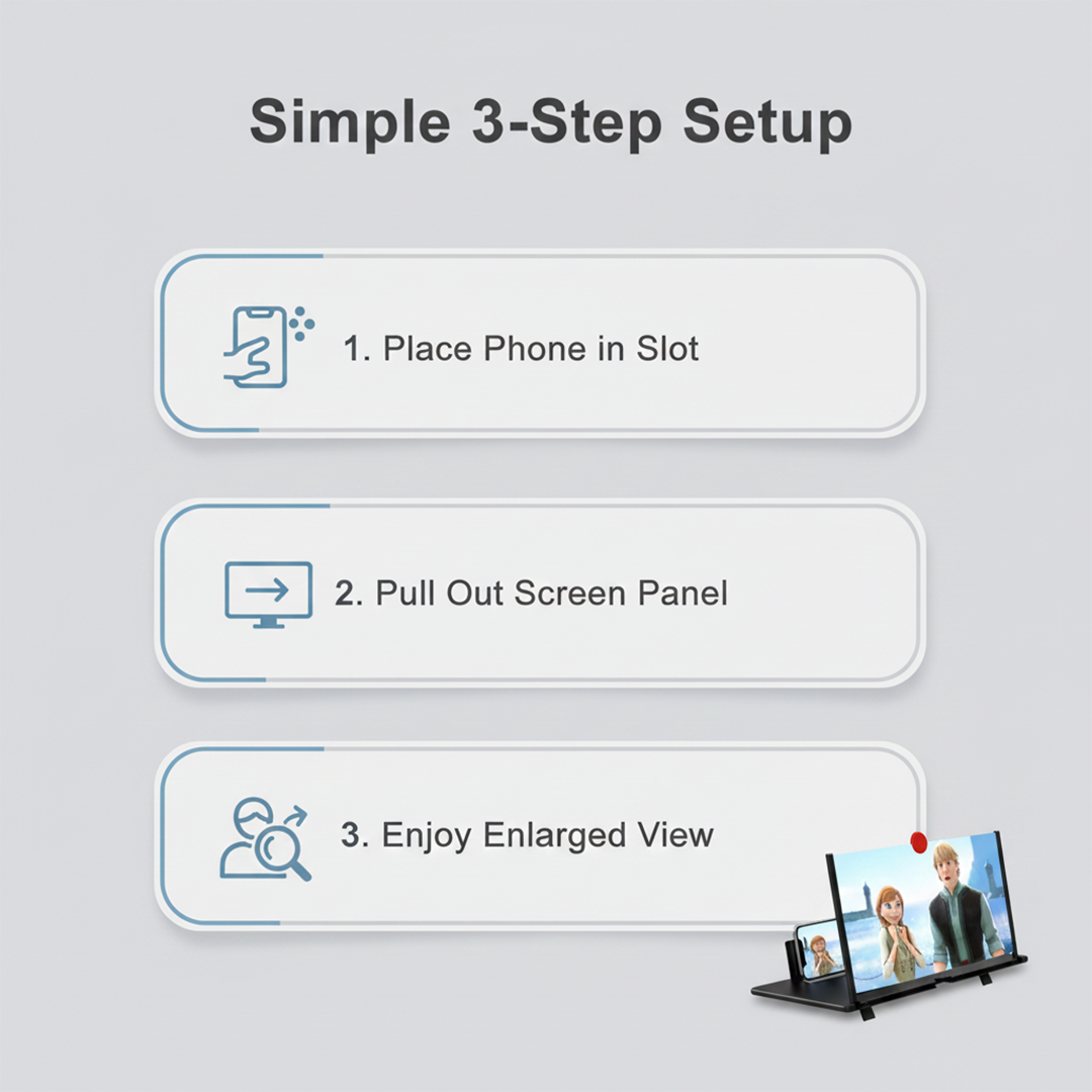 Phone Screen Magnifier - Large Display - Viewing Stand