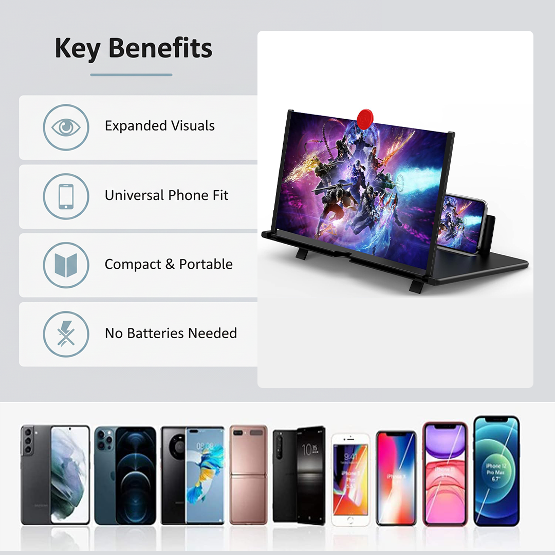 Phone Screen Magnifier - Large Display - Viewing Stand