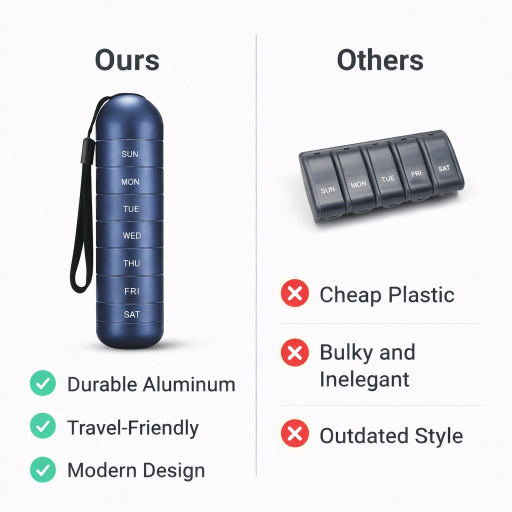 Pill Organizer - Portable Aluminium - Seven Day