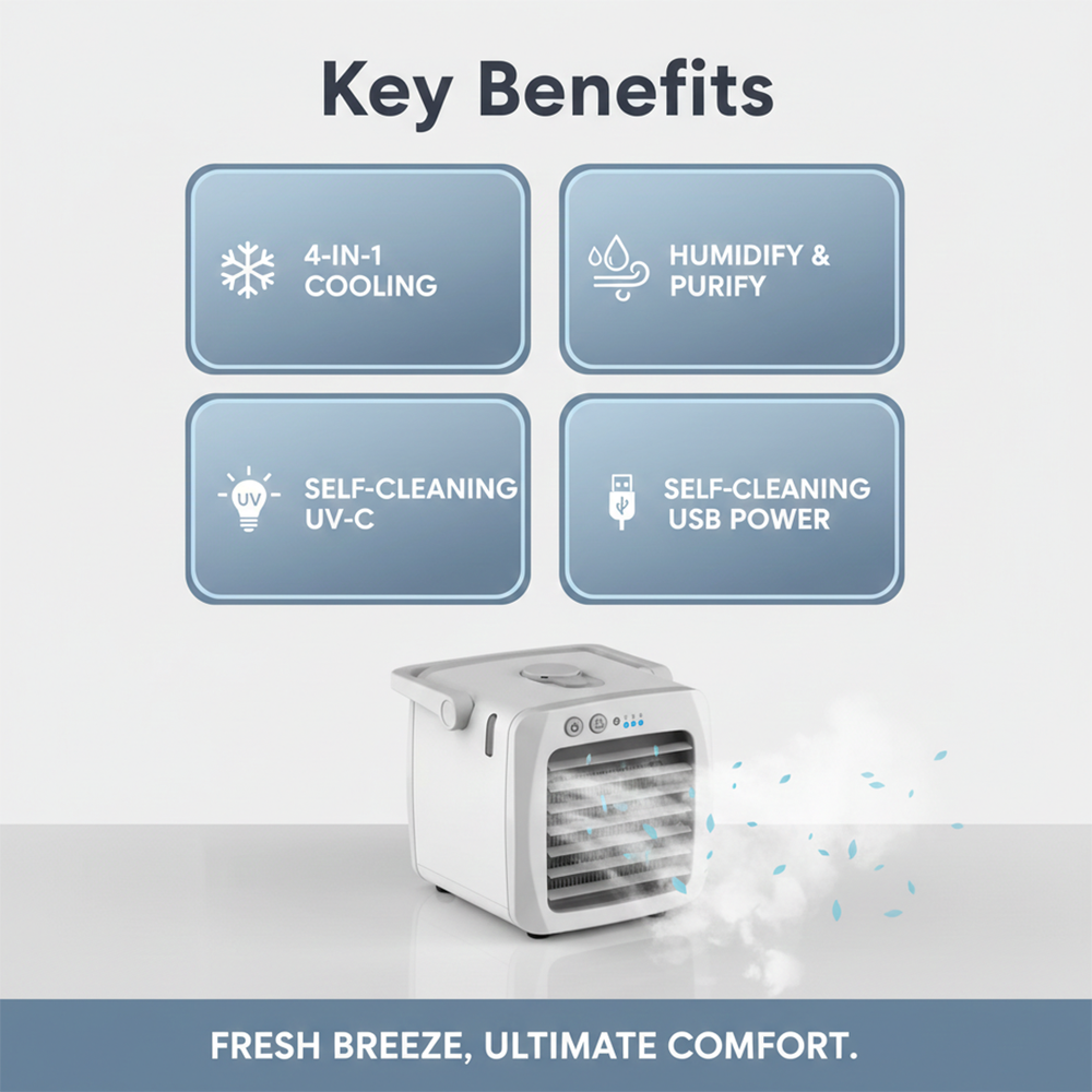 Portable Air Conditioner - Humidifier Function - Air Purifier