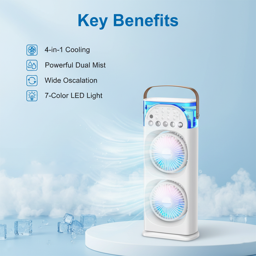 Portable Air Cooler - Humidifier Function - LED Lighting