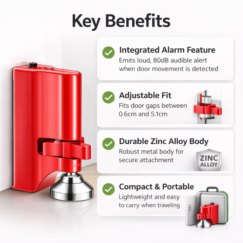 Portable Door Lock - Alarm Feature - Travel Use