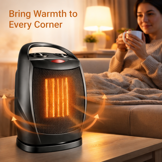 Portable Electric Heater - Quiet Oscillating Fan - Thermostat