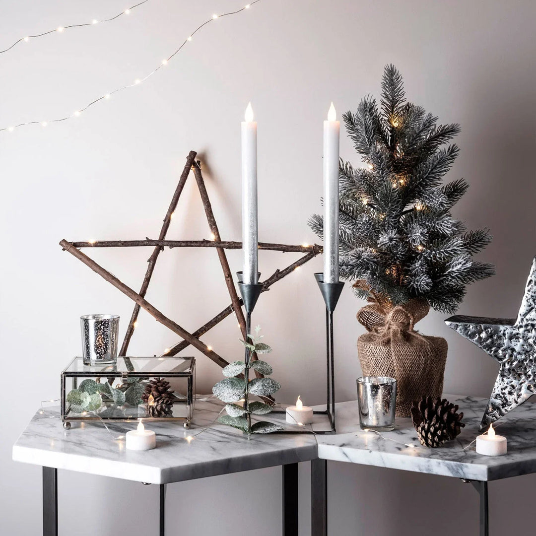 Pre-Lit Mini Christmas Tree - LED Lights - Frosted Branches