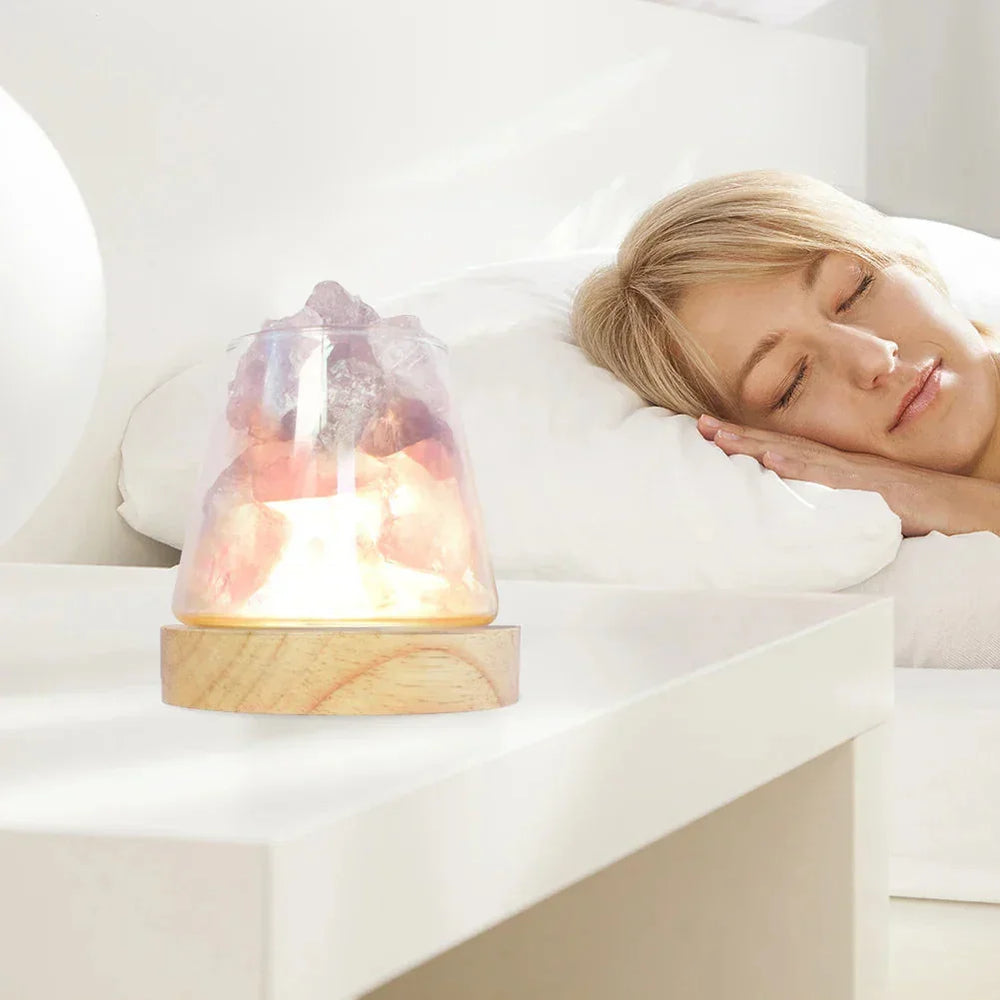 Rock Lamp - Iron Frame - Tabletop Light
