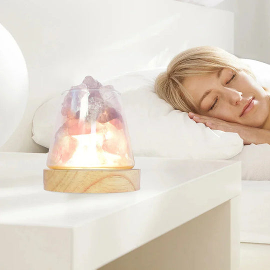 Rock Lamp - Iron Frame - Tabletop Light