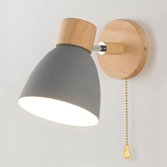 Scandinavian Wall Light - Pull Switch - Natural Wood