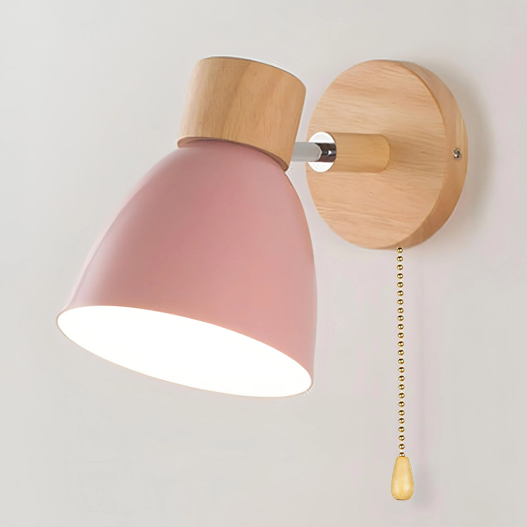 Scandinavian Wall Light - Pull Switch - Natural Wood
