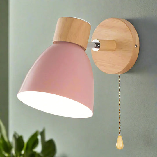 Scandinavian Wall Light - Pull Switch - Natural Wood
