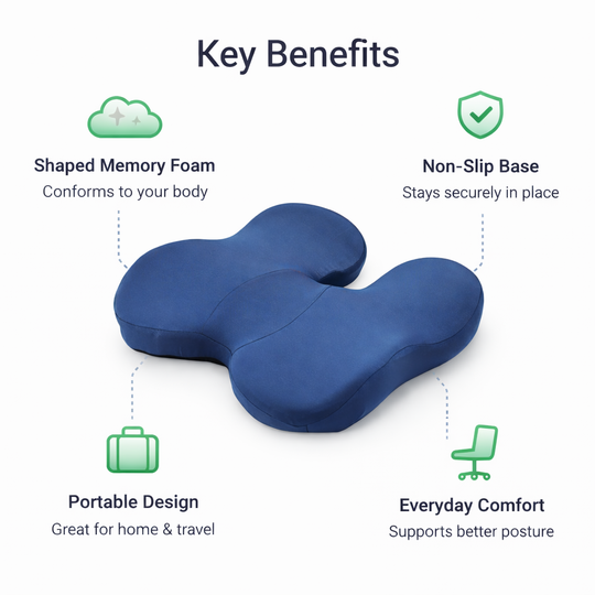 Seat Cushion - Memory Foam - Ergonomic Shape