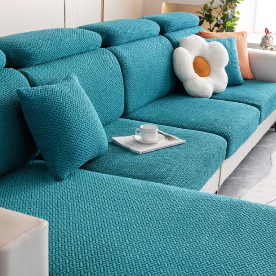 Sectional Sofa Cover - Stretchable Fabric - Installation Instructions Included