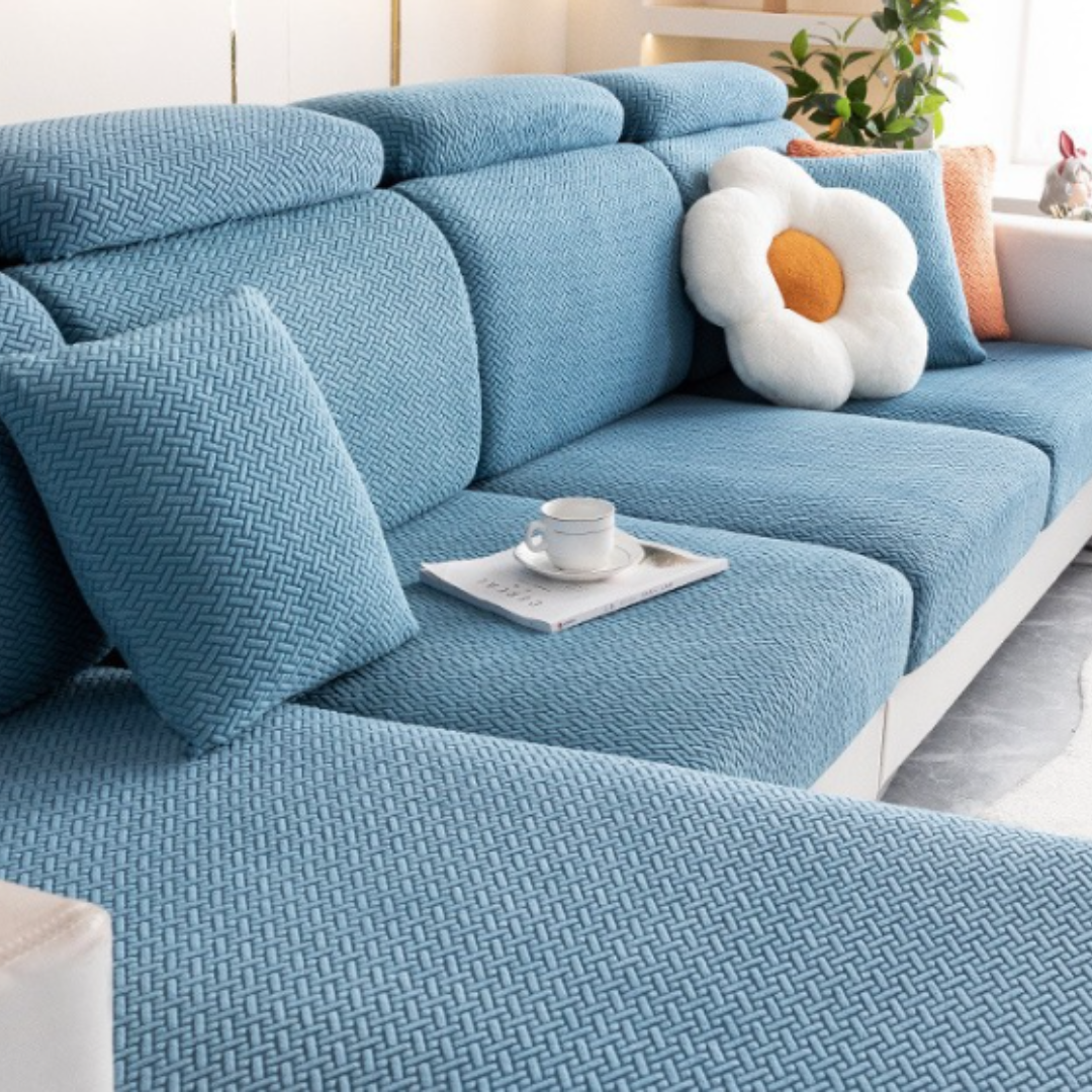 Sectional Sofa Cover - Stretchable Fabric - Installation Instructions Included