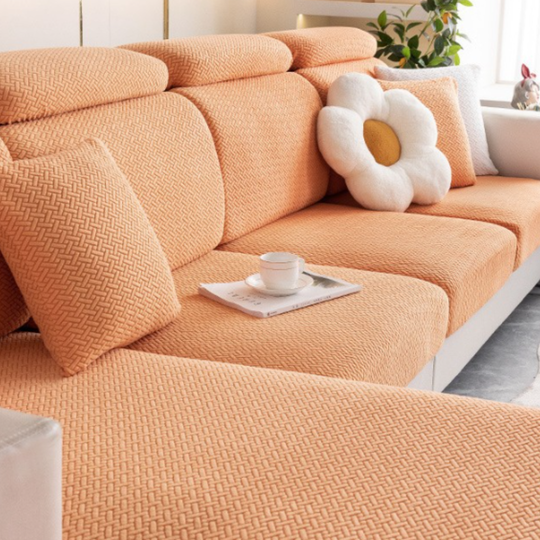 Sectional Sofa Cover - Stretchable Fabric - Installation Instructions Included