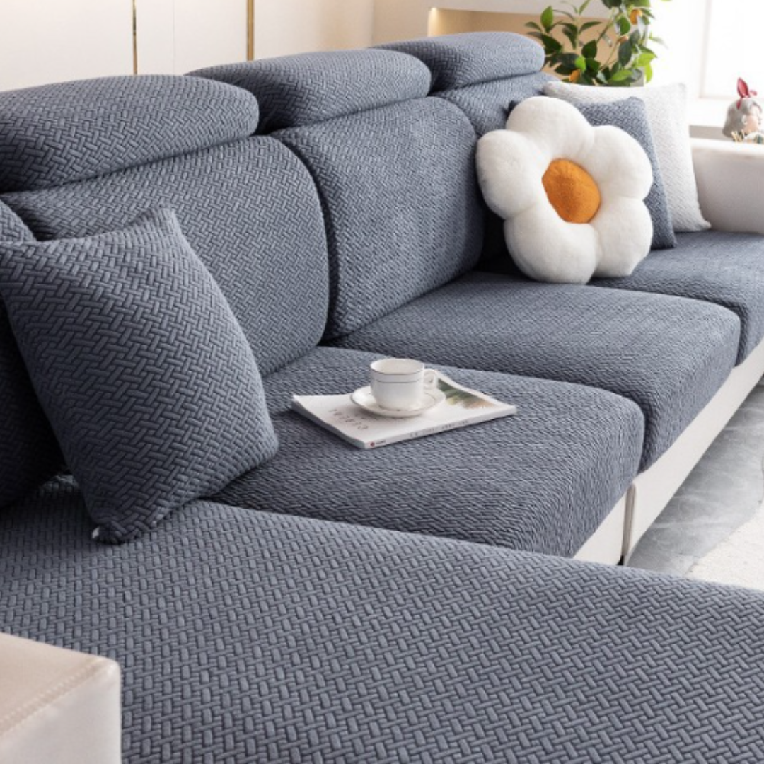Sectional Sofa Cover - Stretchable Fabric - Installation Instructions Included