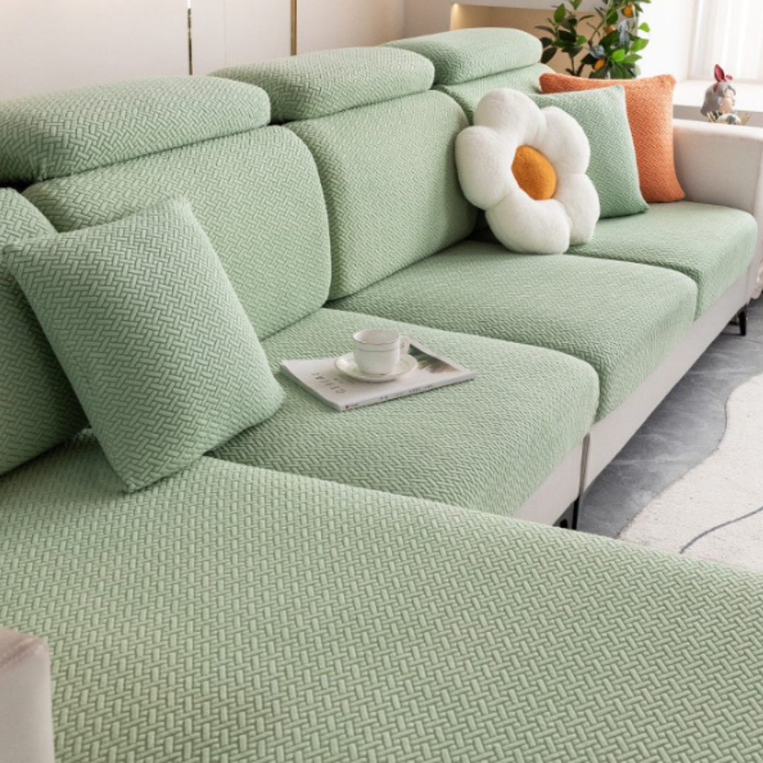 Sectional Sofa Cover - Stretchable Fabric - Installation Instructions Included
