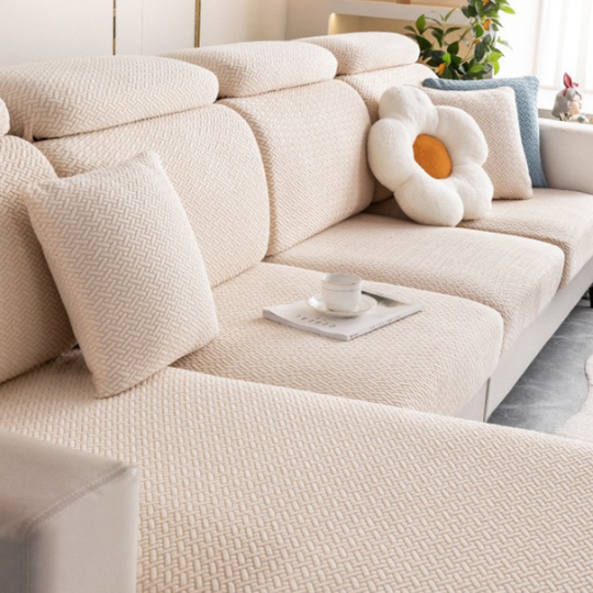 Sectional Sofa Cover - Stretchable Fabric - Installation Instructions Included