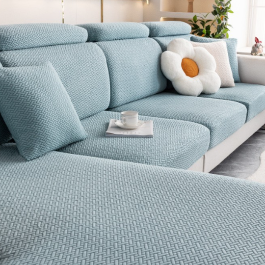 Sectional Sofa Cover - Stretchable Fabric - Installation Instructions Included