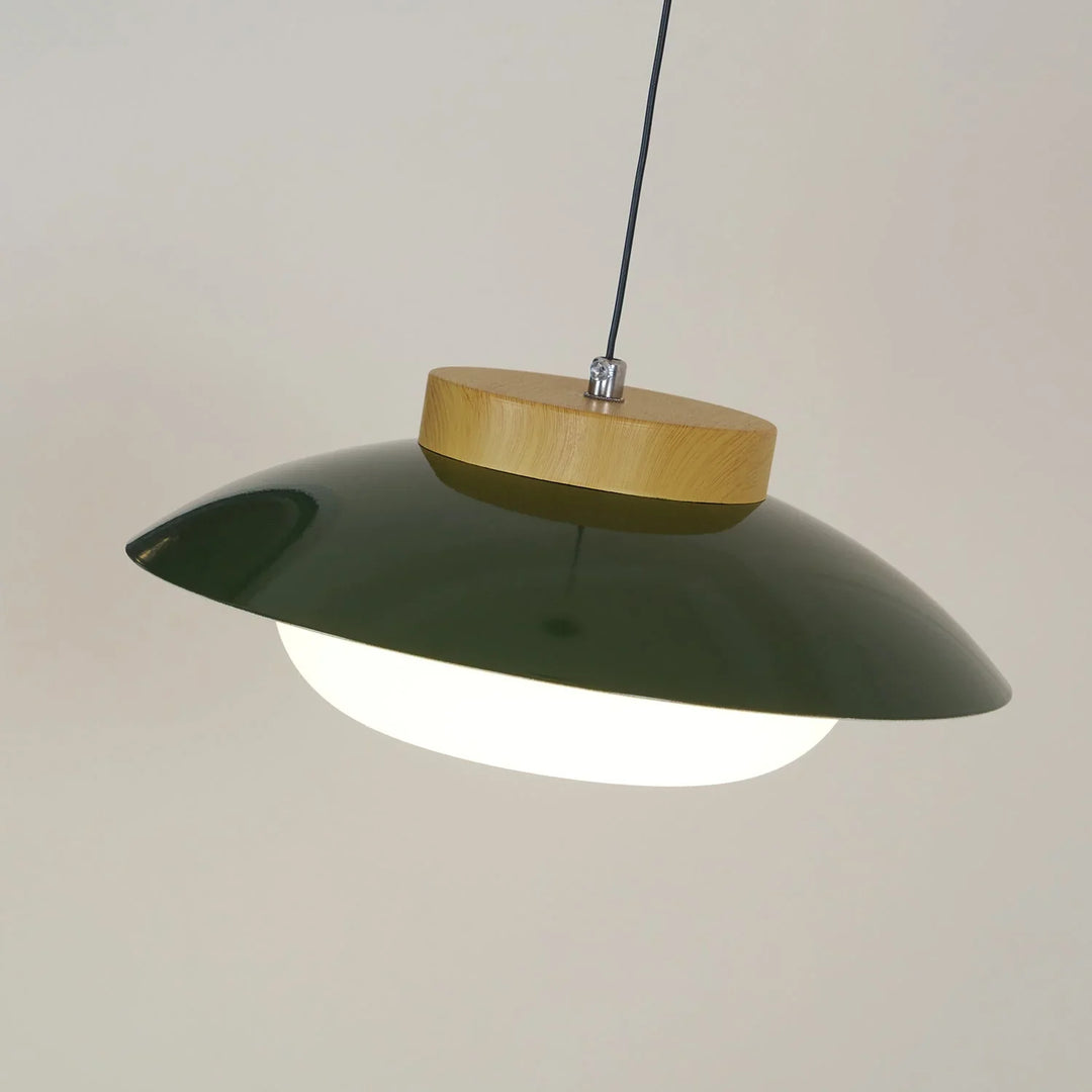 Pendant Lamp - Metal Shade - Wooden Accent - Luvonic