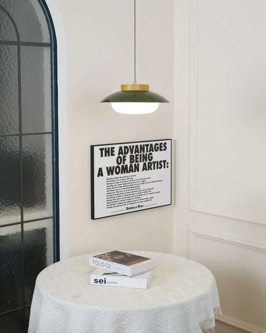Pendant Lamp - Metal Shade - Wooden Accent - Luvonic